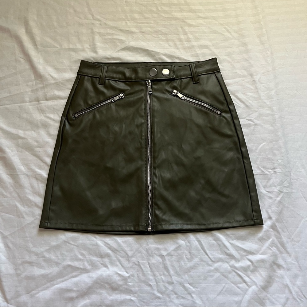 Wild Fable Dark Green Faux Leather Mini Skirt